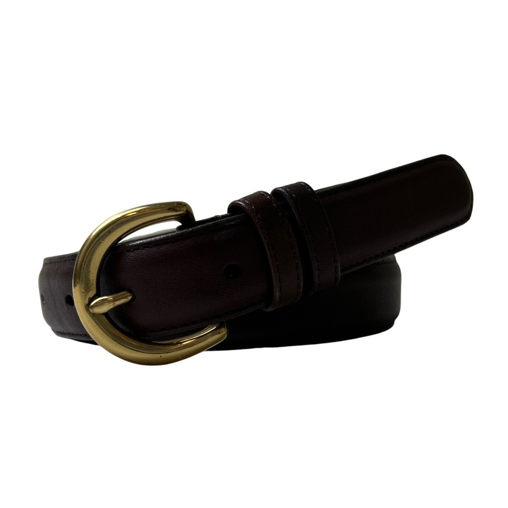 Coach Women Vintage Glove Tanned Leather Brass Buckle Belt Size S Mahogany Brown